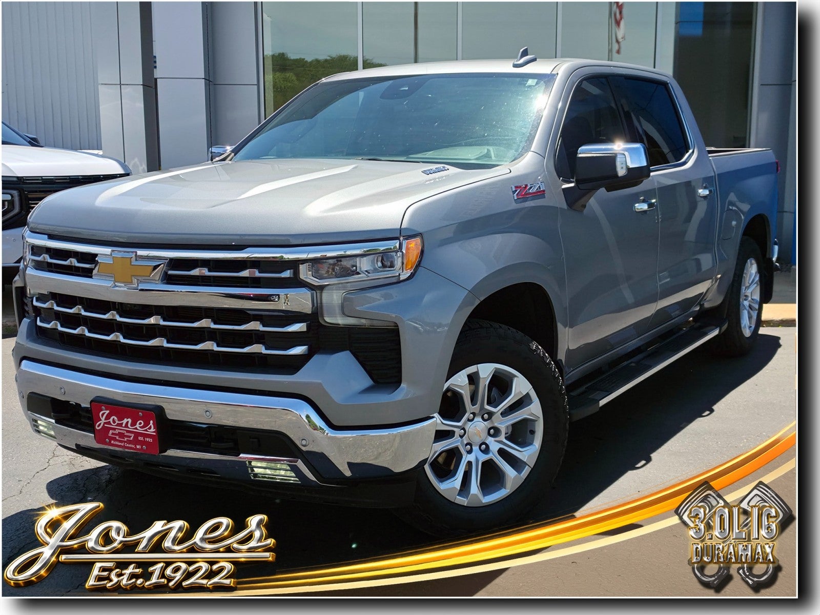 2024 Chevrolet Silverado 1500 LTZ in Sterling Gray Metallic — front three-quarter view