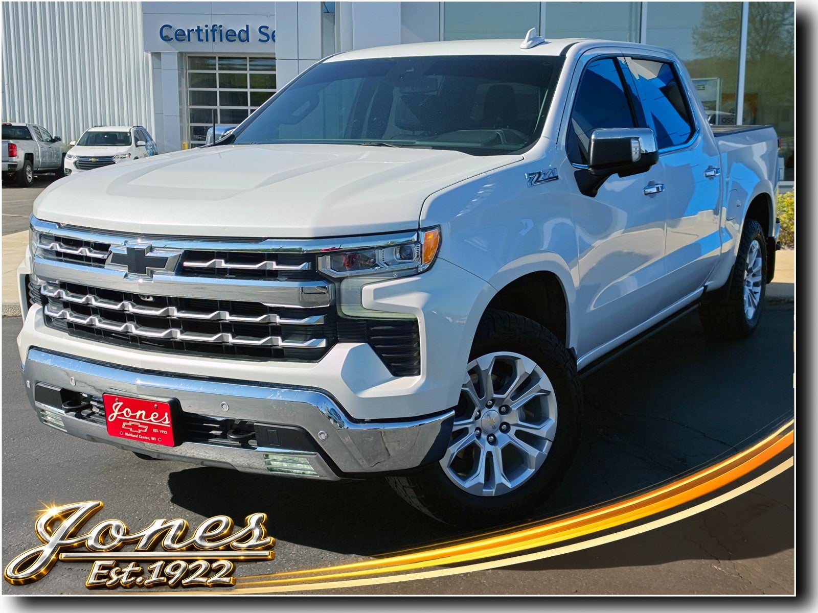 2023 Chevrolet Silverado 1500 LTZ in Iridescent Pearl Tricoat — front three-quarter view