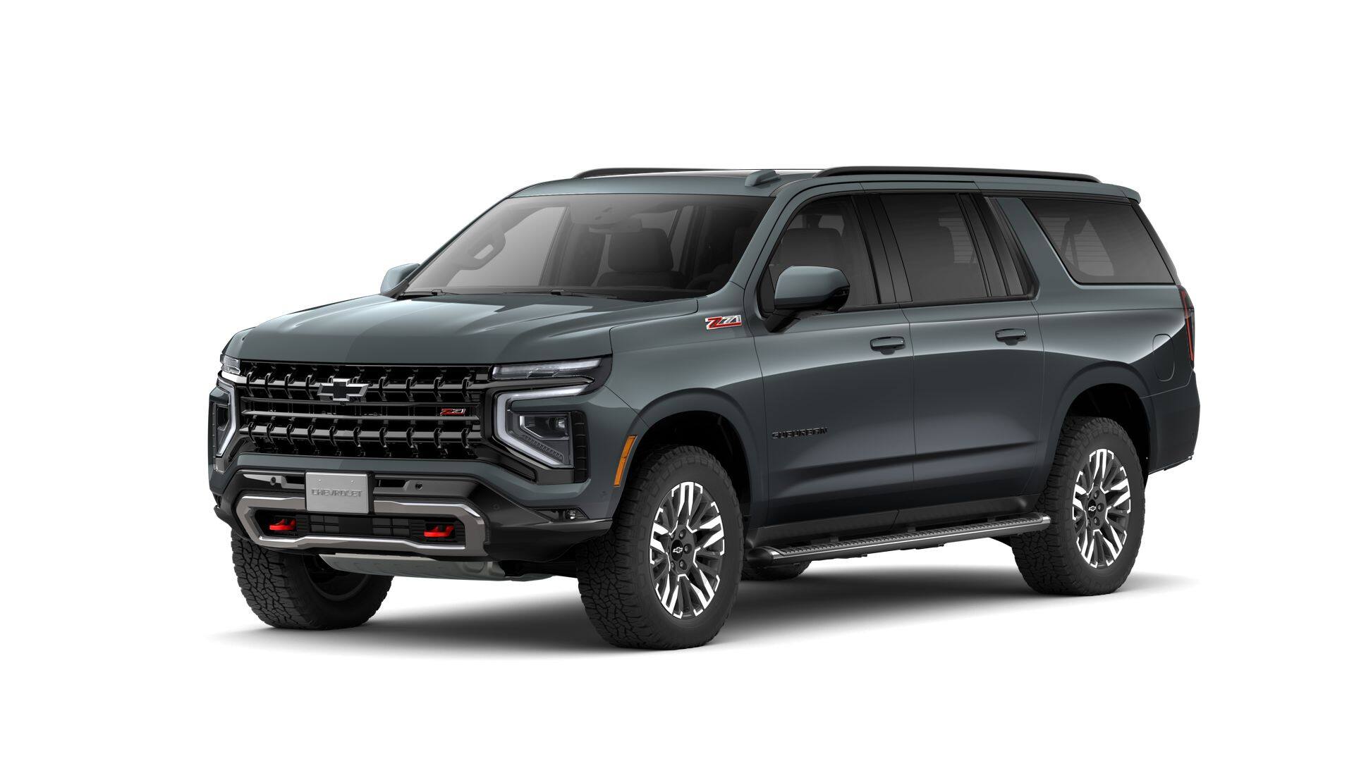 2026 Chevrolet Suburban Z71 in Cypress Gray — front three-quarter view