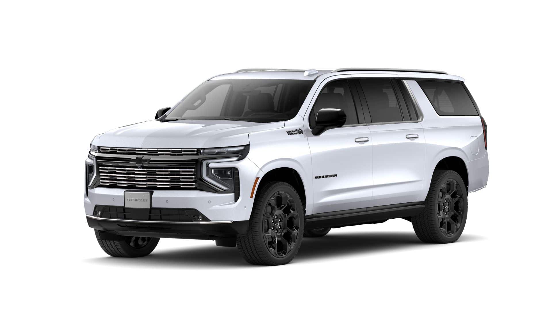 2026 Chevrolet Suburban High Country in Polar White Tricoat — front three-quarter view