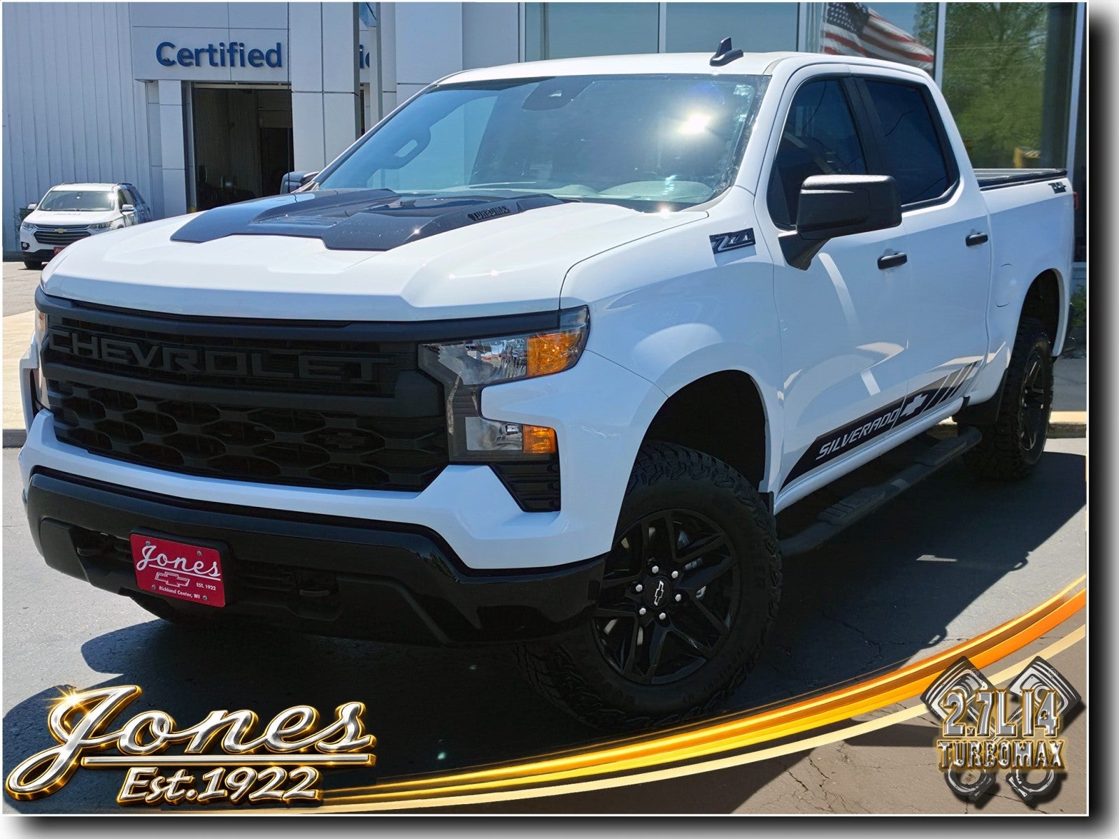 2025 Chevrolet Silverado 1500 Custom Trail Boss in Summit White — front three-quarter view