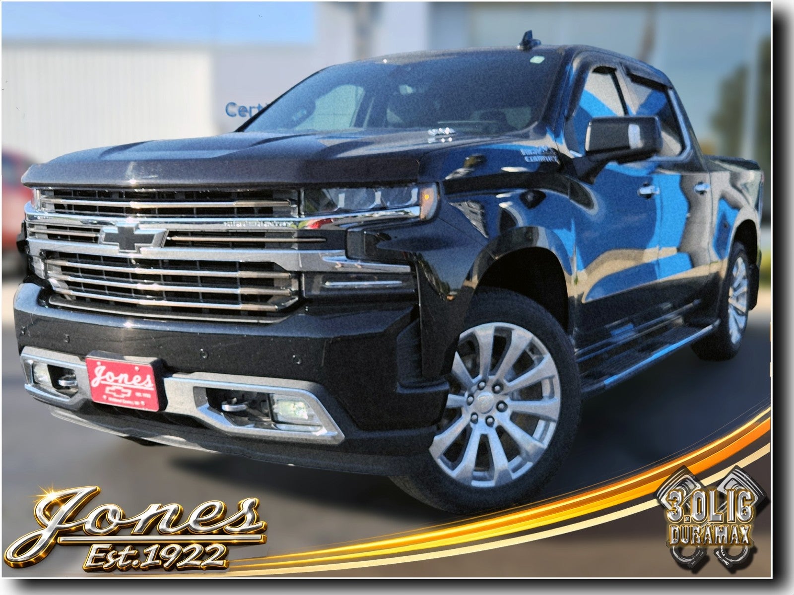 2021 Chevrolet Silverado 1500 High Country in Black — front three-quarter view